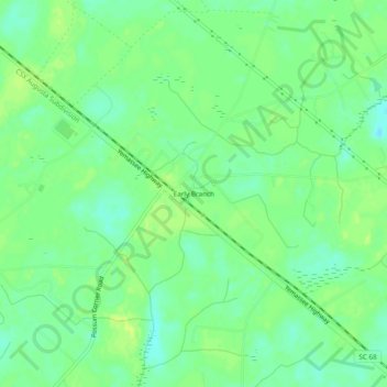 Mapa topográfico Early Branch, altitud, relieve