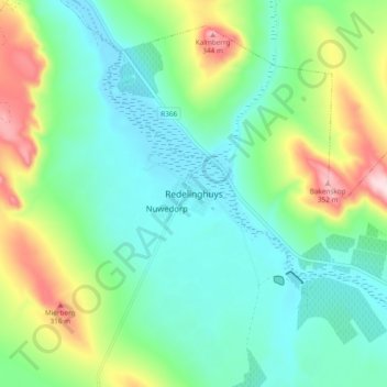 Mapa topográfico Redelinghuys, altitud, relieve