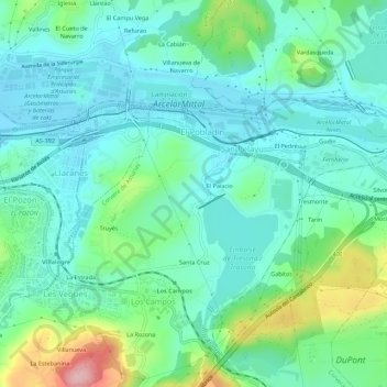 Mapa topográfico Overo, altitud, relieve