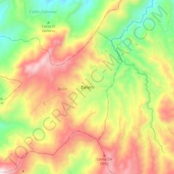 Mapa topográfico Belén, altitud, relieve