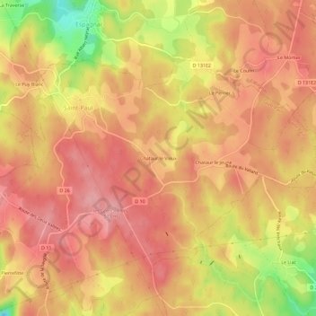 Mapa topográfico Chataur le Vieux, altitud, relieve