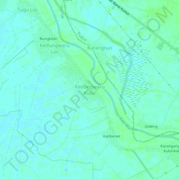 Mapa topográfico Kedungwaru Kidul, altitud, relieve