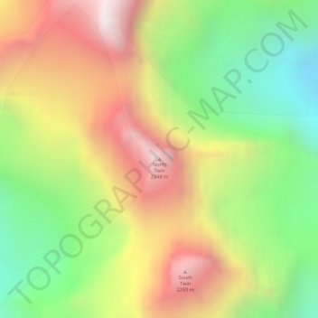 Mapa topográfico North Twin, altitud, relieve