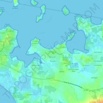 Mapa topográfico Kerassel, altitud, relieve