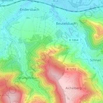 Mapa topográfico Landgut Burg, altitud, relieve