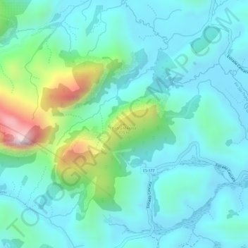 Mapa topográfico Pedra Menina, altitud, relieve
