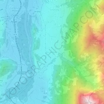 Mapa topográfico Reichenbach, altitud, relieve