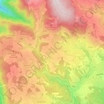 Mapa topográfico Glashütten, altitud, relieve