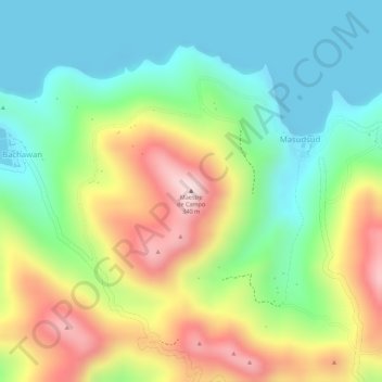 Mapa topográfico Maestre de Campo, altitud, relieve