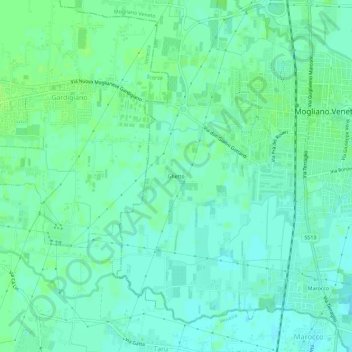 Mapa topográfico Ghetto, altitud, relieve