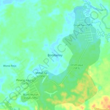 Mapa topográfico Bomberay, altitud, relieve
