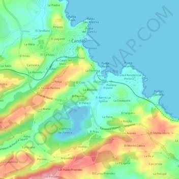 Mapa topográfico La Rodada, altitud, relieve
