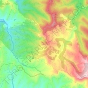 Mapa topográfico Granera, altitud, relieve