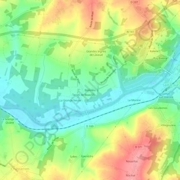 Mapa topográfico Beaulieu, altitud, relieve