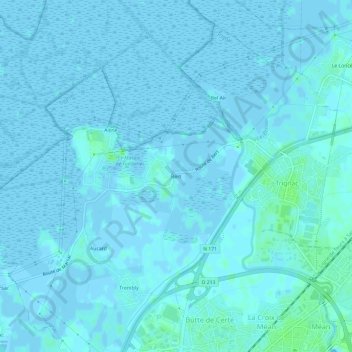 Mapa topográfico Bert, altitud, relieve