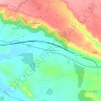 Mapa topográfico Llanillo de Valdelucio, altitud, relieve