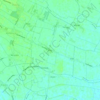 Mapa topográfico Miega, altitud, relieve