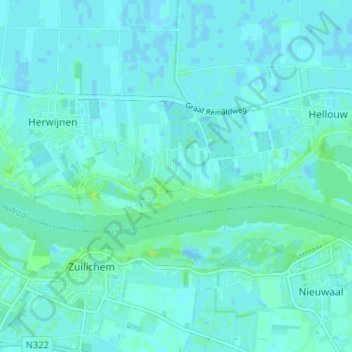 Mapa topográfico Boveneind, altitud, relieve