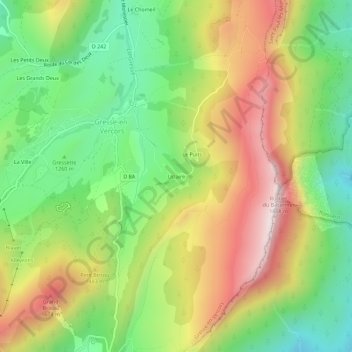 Mapa topográfico Uclaire, altitud, relieve