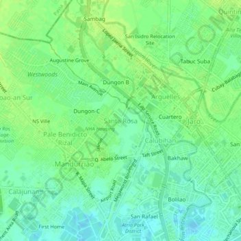 Mapa topográfico Santa Rosa, altitud, relieve