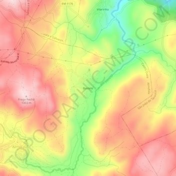 Mapa topográfico Bustelo, altitud, relieve