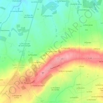 Mapa topográfico La Haute Garde, altitud, relieve