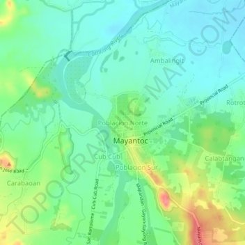 Mapa topográfico Poblacion Norte, altitud, relieve