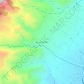 Mapa topográfico Salinas de Upin, altitud, relieve