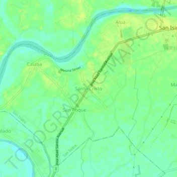 Mapa topográfico Santo Cristo, altitud, relieve