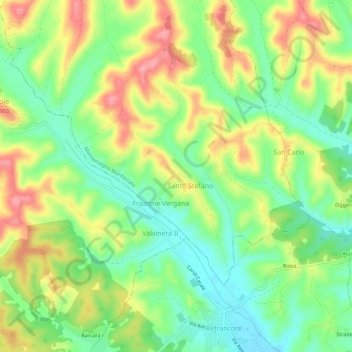 Mapa topográfico Ferreri, altitud, relieve