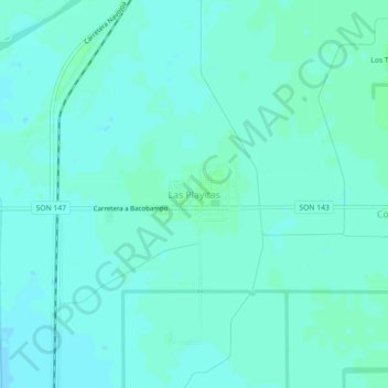 Mapa topográfico Las Playitas, altitud, relieve
