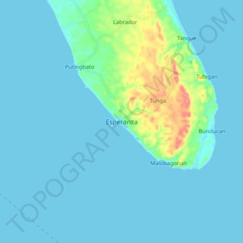 Mapa topográfico Esperanza, altitud, relieve