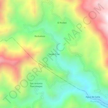 Mapa topográfico Santa Cruz, altitud, relieve