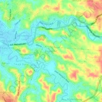 Mapa topográfico Ranomut, altitud, relieve