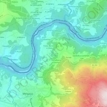 Mapa topográfico Chaviães, altitud, relieve