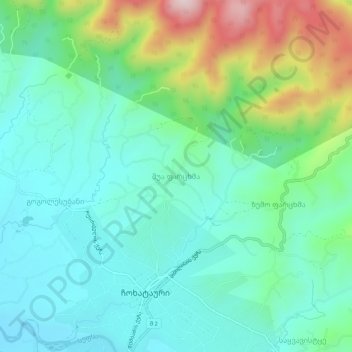 Mapa topográfico Shua Partskhma, altitud, relieve