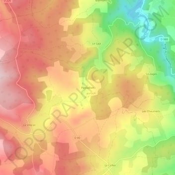 Mapa topográfico Parpaillon, altitud, relieve