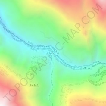 Mapa topográfico Chiuchin, altitud, relieve