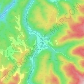 Mapa topográfico Nallen, altitud, relieve