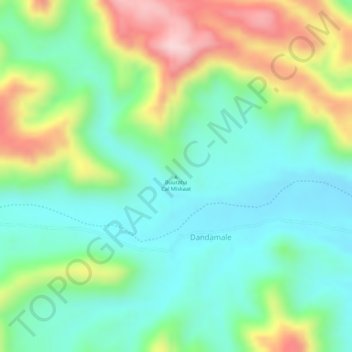 Mapa topográfico Buuraha Cal Miskaat, altitud, relieve