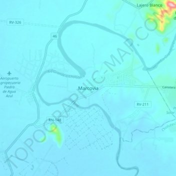 Mapa topográfico Marcovia, altitud, relieve