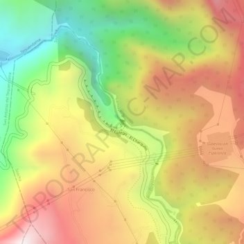 Mapa topográfico Salto de Tequendama, altitud, relieve
