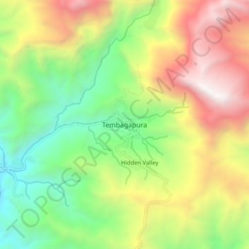 Mapa topográfico Tembagapura, altitud, relieve