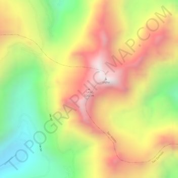 Mapa topográfico Uco, altitud, relieve
