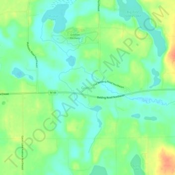 Mapa topográfico Grattan, altitud, relieve