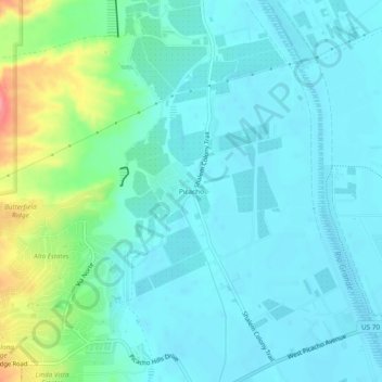 Mapa topográfico Picacho, altitud, relieve