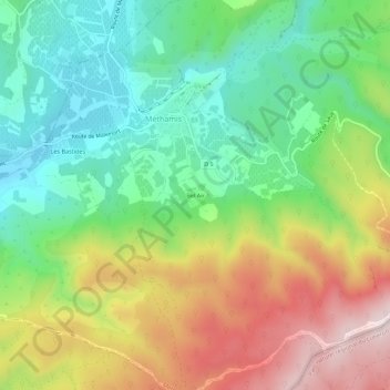 Mapa topográfico Bel Air, altitud, relieve