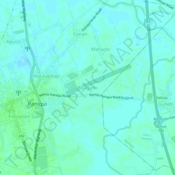 Mapa topográfico Abogado, altitud, relieve