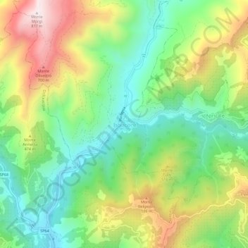 Mapa topográfico Isolabona, altitud, relieve