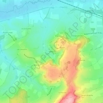 Mapa topográfico Nanteuil, altitud, relieve